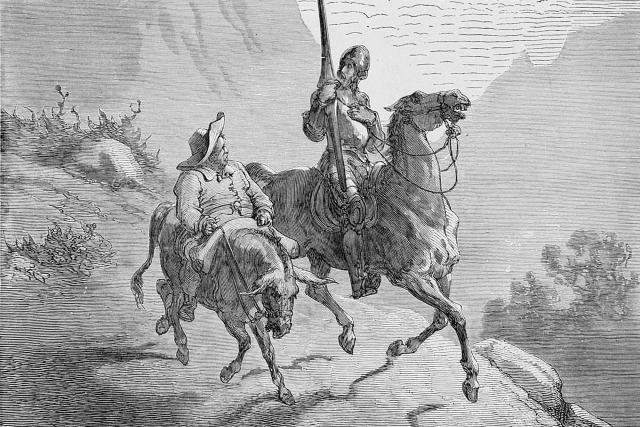 Illustration to the book Don Quixote de la Mancha by M. de Cervantes, 1863.